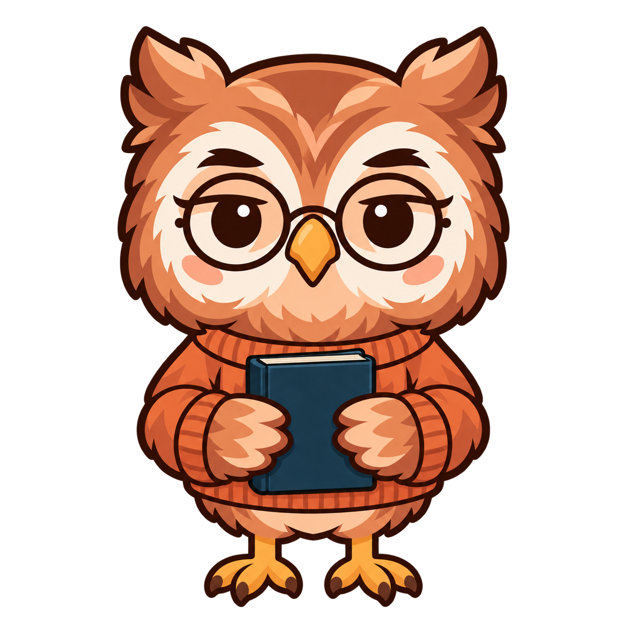 Kept’s orange owl holding a journal