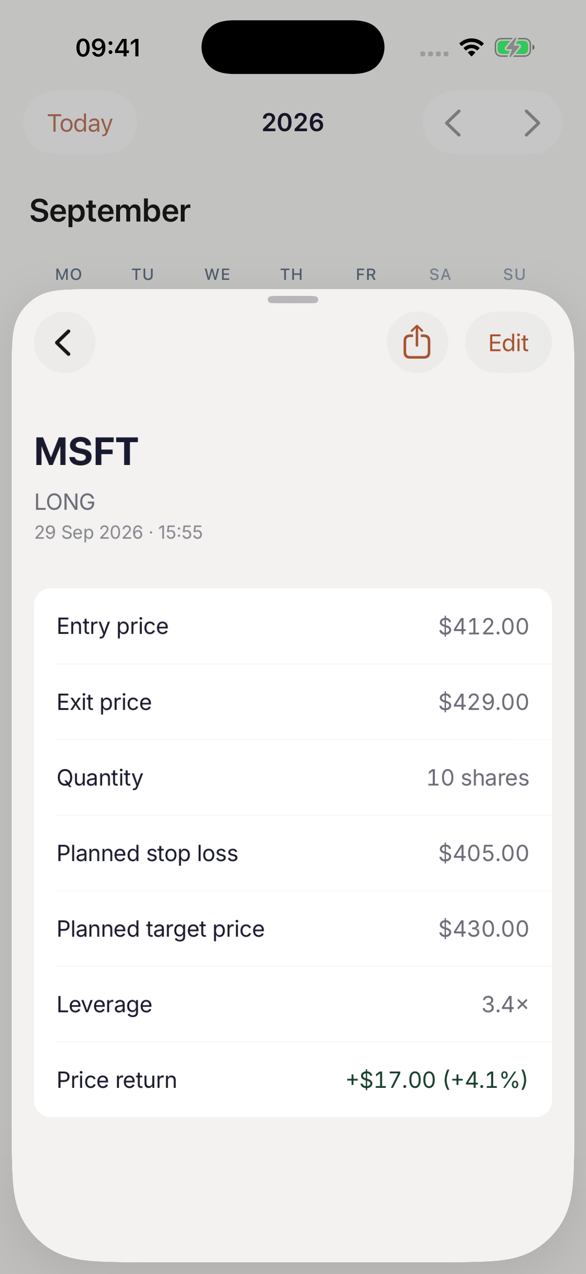 Kept trade detail showing entry, exit, quantity, planned stop and target